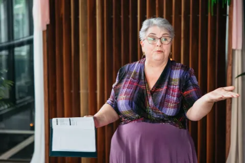 Sally the Brisbane Celebrant delivery a ceremony